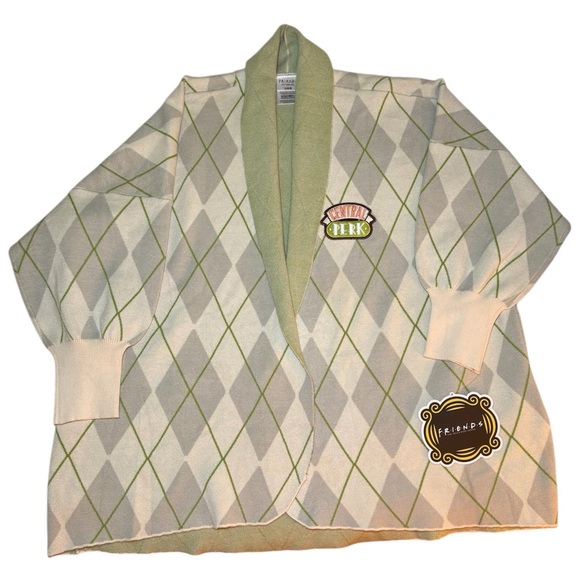 F•R•I•E•N•D•S Central Perk Argyle Cardigan Sweater Size L - Picture 12 of 13